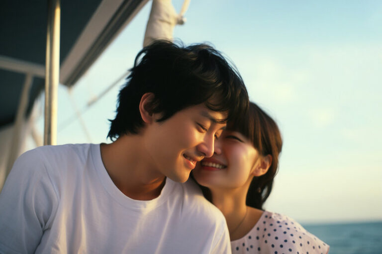 Close up portrait on couple together.