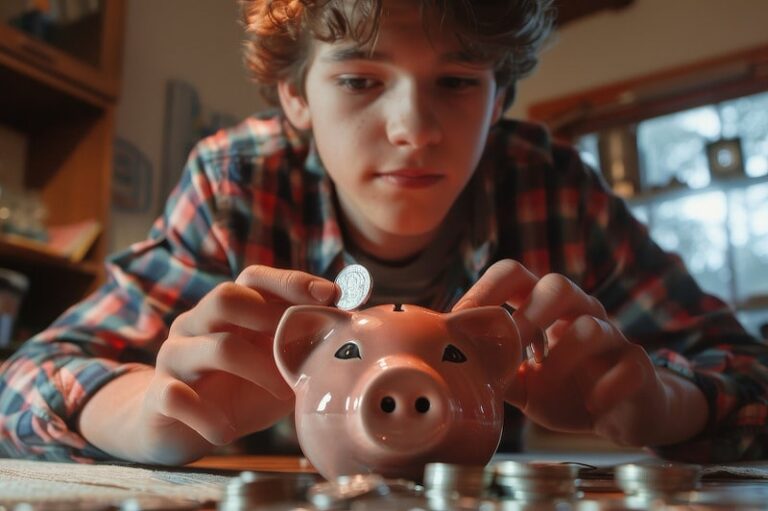 Man handling money and financial duties.