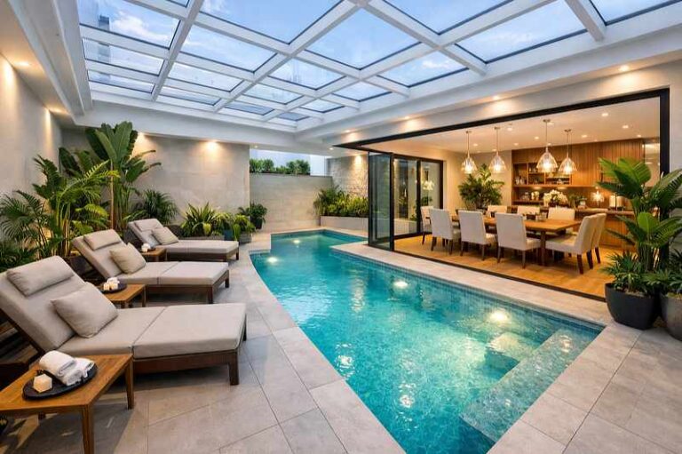 Glass-Roof Indoor Swimming Pool