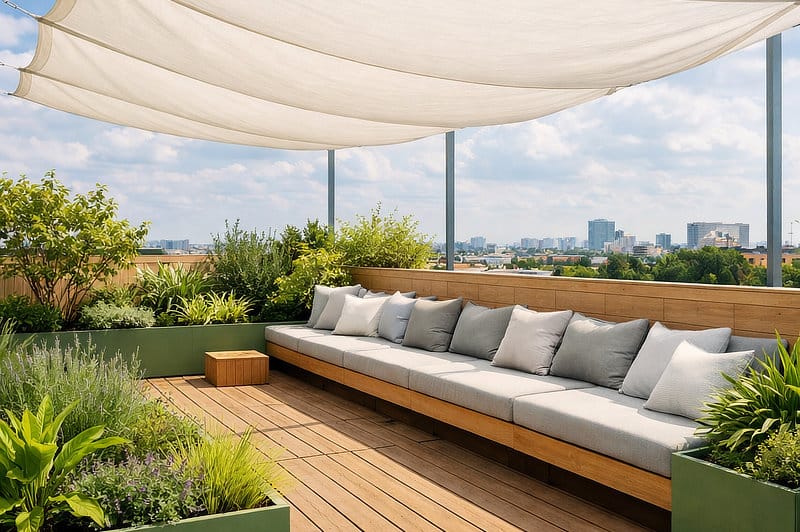 Minimalist and Natural Rooftop Garden.