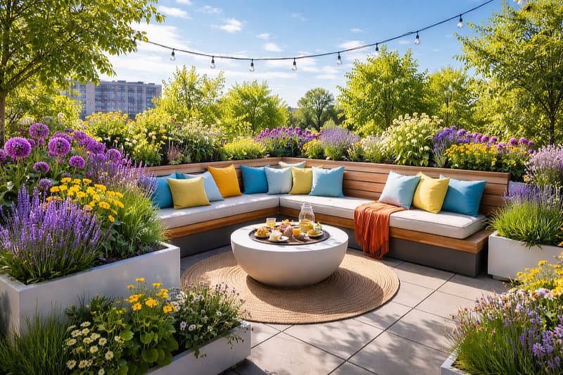 Modern Style Rooftop Garden.