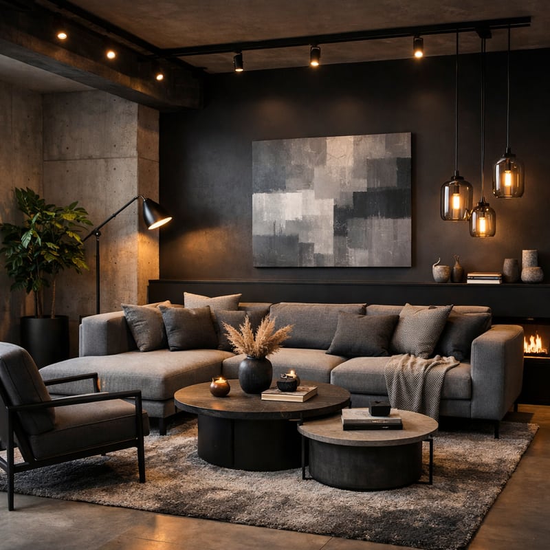 Black and gray living room.