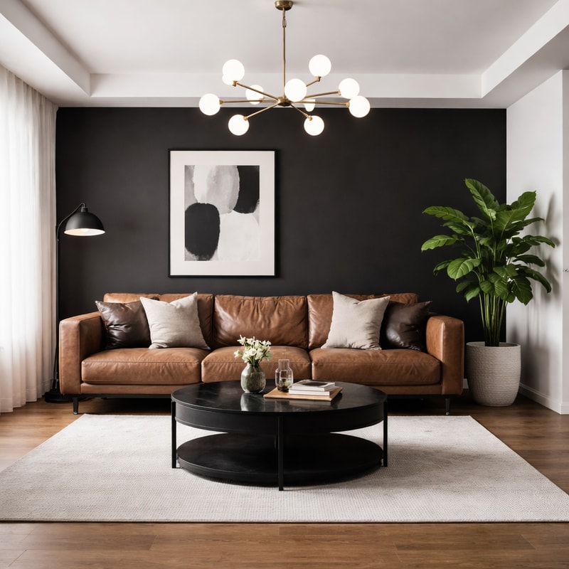 Black and white living room.